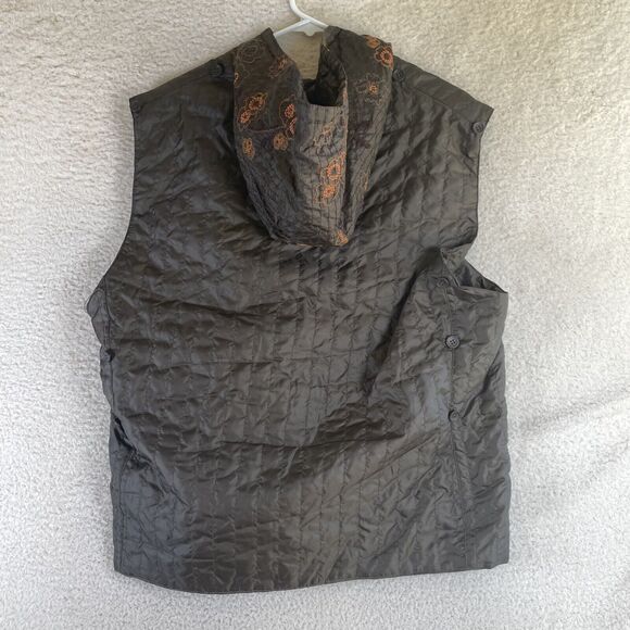 Scotch and Soda Puffer Vest Womens XL Brown Quilted Full Zip Floral Outwear - Picture 2 of 14